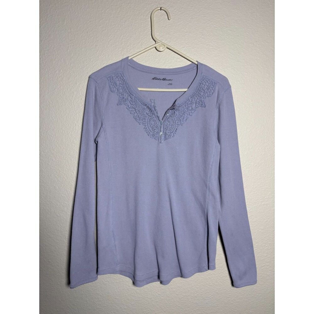 eddie baurer womens lavender waffle knit size L